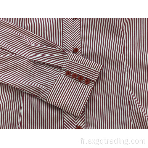 Chemise à manches longues à rayures teintes en fil et col V